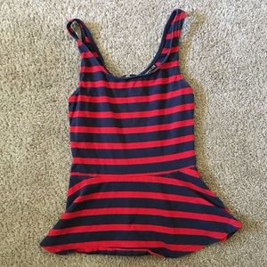 Red and Blue Cute Peplum Tank Top